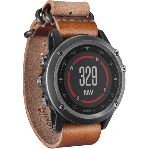 Garmin fenix 3 Sapphire Multisport Training GPS Watch (Gray with Leather Band)