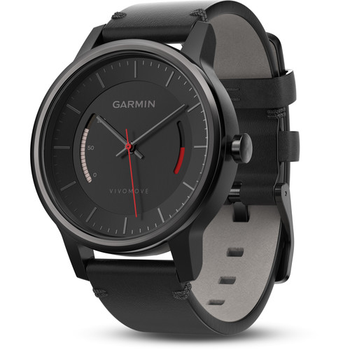 Garmin vivomove Classic Activity Tracking Watch (Black, Black Leather Band)