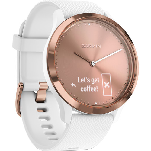 Garmin vivomove HR Sport Watch (Small/Medium, Rose Gold with White Silicone Band)
