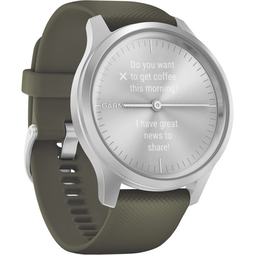Garmin vivomove Style Hybrid Smartwatch (42mm, Silver Aluminum Case, Silicone Band)