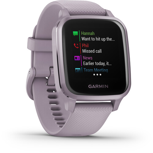 Garmin Venu Sq GPS Smartwatch (Metallic Orchid Aluminum Bezel, Orchid Case, & Silicone Band)