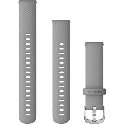 Garmin Quick Release Band (18mm, Powder Gray Silicone with Silver Hardware)