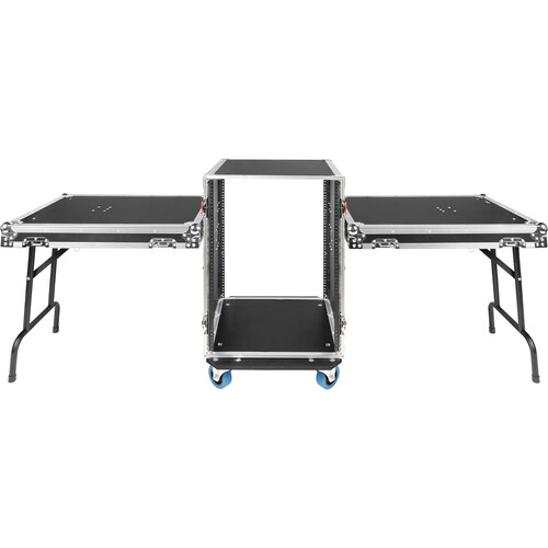 Gator GTOUR16U-TBL ATA Road Rack Case with Dual Fold-Out Tables (17" Depth, 16 RU, with Casters)