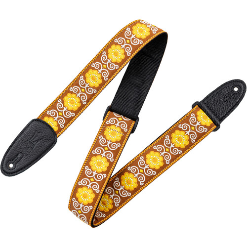Gator Levy's Hootenanny Jacquard Weave 2" Guitar Strap (Flower Power Yellow)