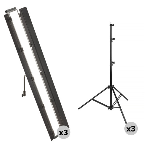 Genaray SSL-50B Bi-Color 50" Soft Strip 3-Light Kit