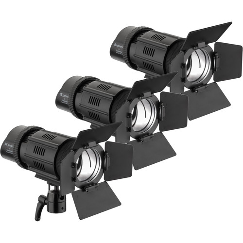 Genaray Contender LED Focusing Spot 3-Light Kit with Battery Module Kit (Daylight)