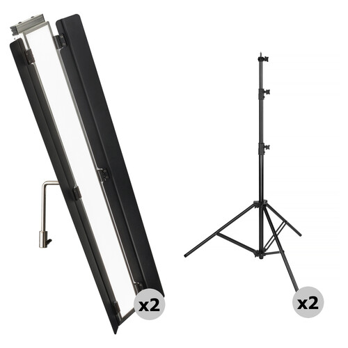 Genaray Daylight 36" Soft Strip 2-Light Kit with Heavy Duty Light Stands