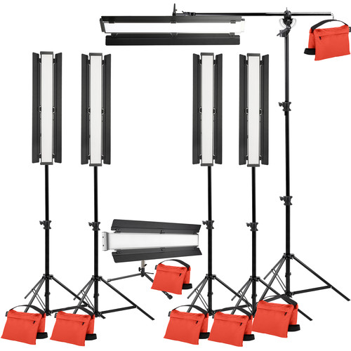 Genaray Hex Lighting 36" Soft Strip 6-Light Pro Kit with Aluminum Stands