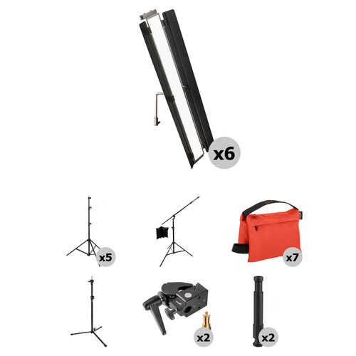 Genaray Hex Lighting 36" Soft Strip 6-Light Standard Kit with Light Stands