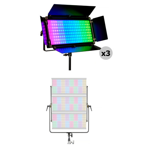 Genaray PX-MOD-3 Modular RGB Pixel LED Light Panel with Three-Light Yoke Kit