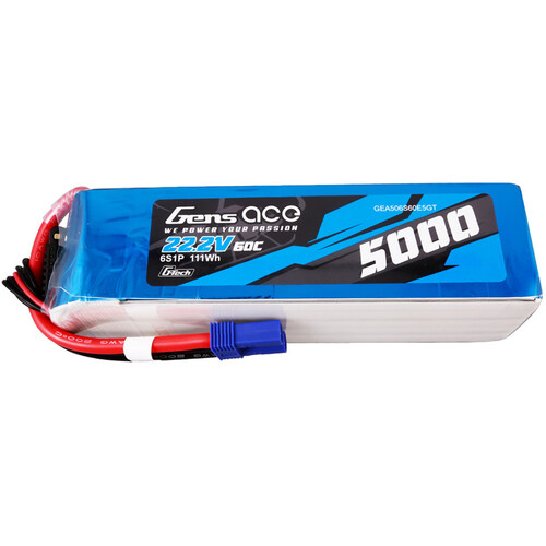 Gens Ace G-Tech 5000mAh 6S 60C 22.2V LiPo Battery with EC5 Plug