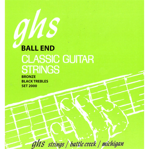 GHS 2000 Ball End Regular Classics with Phosphor Bronze Basses Classical Guitar Strings (6-String Set, High Tension, 28 - 43)