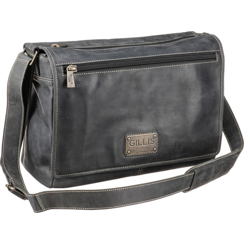 GILLIS LONDON Trafalgar Messenger Leather Camera Bag (Black)