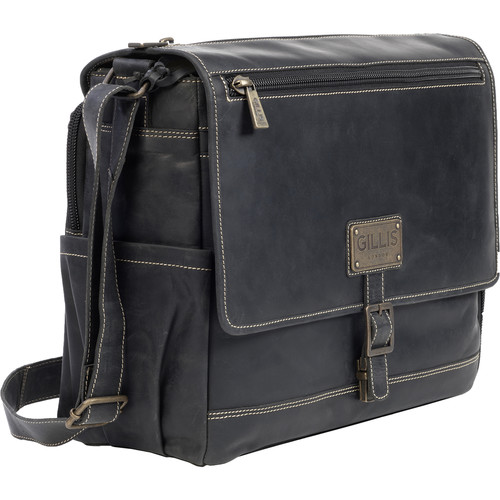 GILLIS LONDON Trafalgar Leather Messenger Bag (Black)