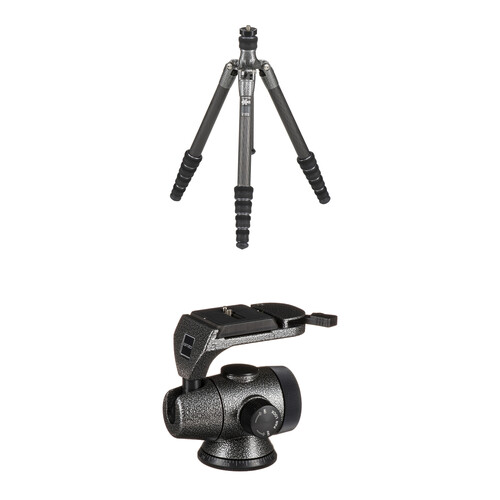 Gitzo GIGT1555T Traveler Series 1 Carbon Fiber Tripod & GH5750QR Series 5 Off-Center Magnesium Ball Head Kit