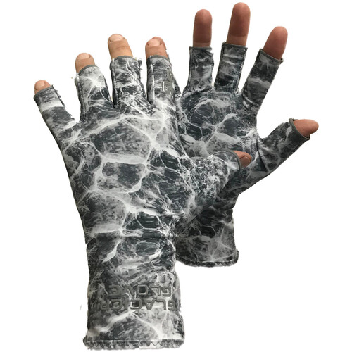 Glacier Glove Abaco Bay Lycra Sun Gloves (Small/X-Small, Gray Camo)