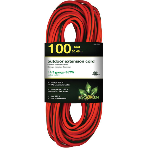 GoGreen Power 13A 125V Outdoor Extension Cord (100', Orange)