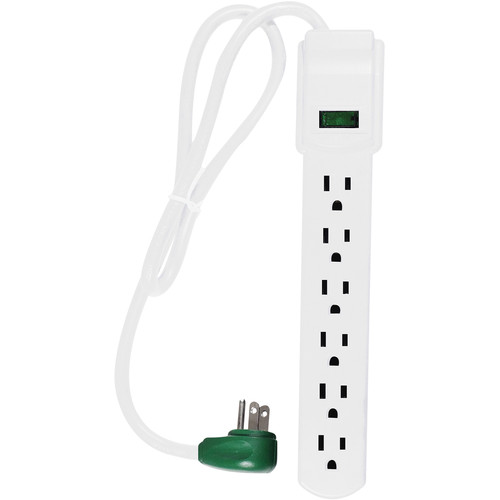 GoGreen Power 6-Outlet Surge Protector (White, 3')