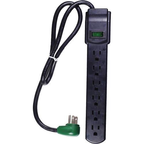 GoGreen Power 6-Outlet Surge Protector (Black, 3')