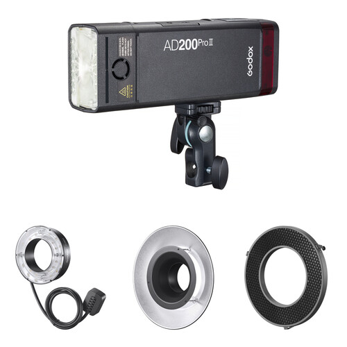 Godox AD200Pro II TTL Pocket Flash with Ring Flash Head Kit