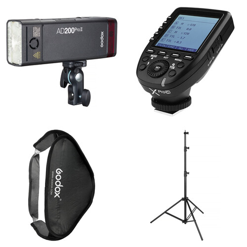 Godox AD200Pro II TTL Pocket Flash Kit with Softbox, Stand &