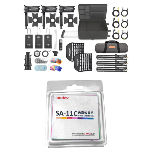 Godox S60 LED Focusing 3-Light Kit with Color Effects