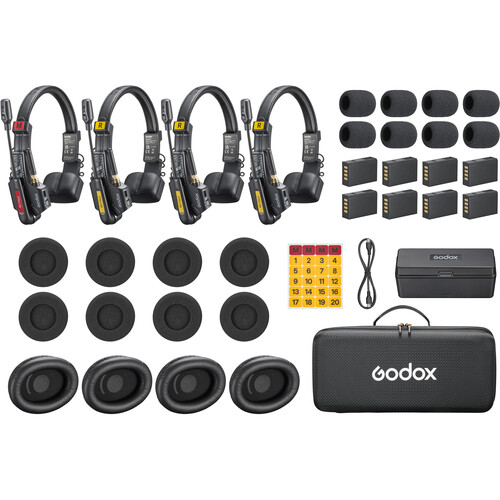 Godox SkyTalk 4S Full-Duplex Wireless Intercom System with 4 Headsets (1.9 GHz)