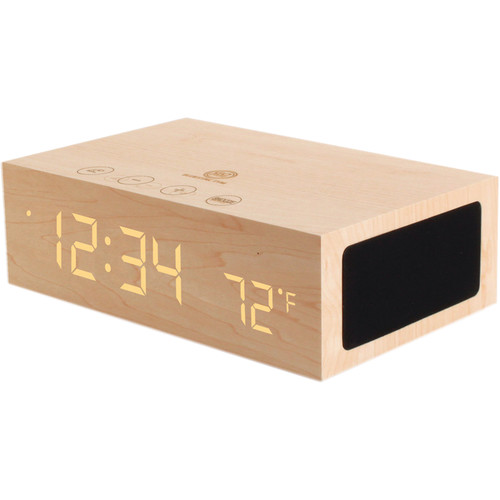 GOgroove BlueSYNC TYM Bluetooth Speaker with Integrated Alarm Clock (Light Wood)