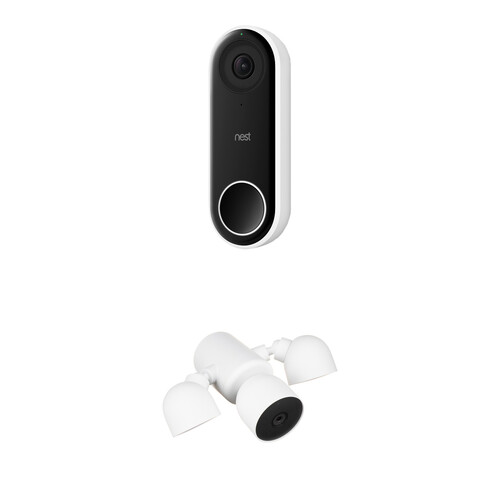 Google Hello Video Doorbell and 1080p Nest Cam with Floodlight Camera Kit