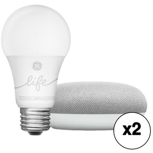Google Home Mini Smart Light Starter Kit Pair (Chalk)