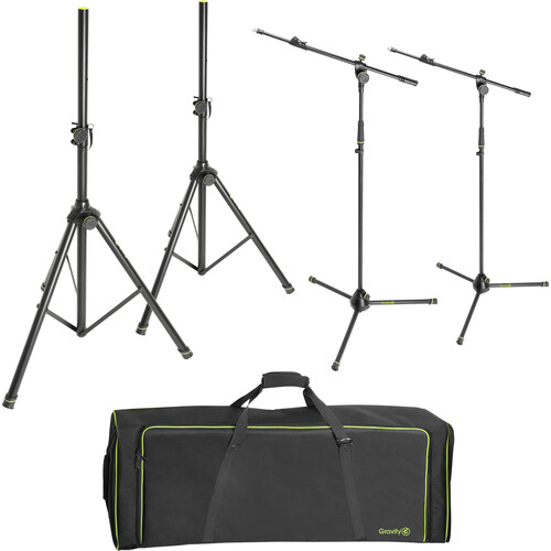 Gravity Stands Set Of 2 Speaker and 2 Mic Stands In Transport Bag