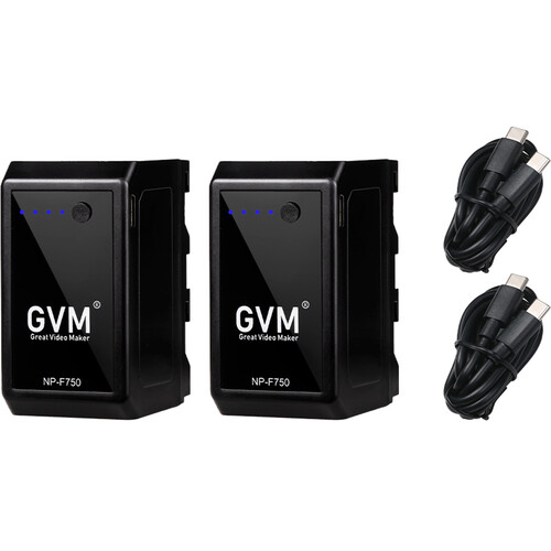 GVM NP-F750 II 2-Battery Kit with USB-C Cables (4400mAh, 3-Pack)