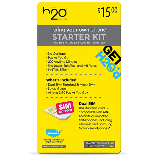 H2O WIRELESS $10 Pay-As-You-Go Plan and Dual SIM Card Starter Kit