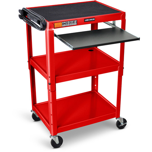 Luxor 42" Adjustable Height Table Electric with Keyboard Tray (Red)