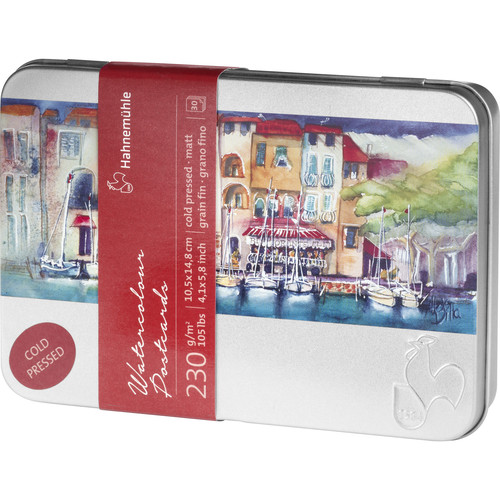 Hahnemuhle Cold Pressed Watercolor Postcards in Metal Box (4.1 x 5.8", 30 Sheets)