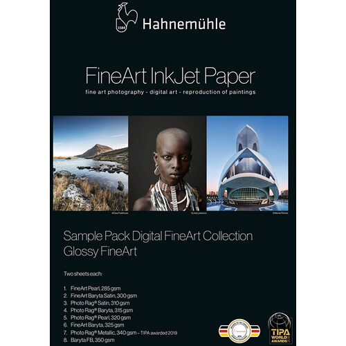 Hahnemuhle Glossy Sample Pack FineArt Assortment (8.5 x 11", 16 Sheets)
