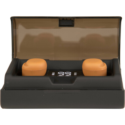 Halter Technical Pair of Microsone Bluetooth IFB Earbuds with Charging Case (Dark Skin Tone)