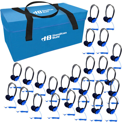 HamiltonBuhl Lab Pack - Carry Case with 24-Headphones (Blue)