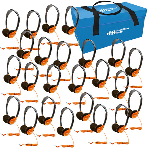 HamiltonBuhl Lab Pack - Carry Case with 24-Headphones (Orange)
