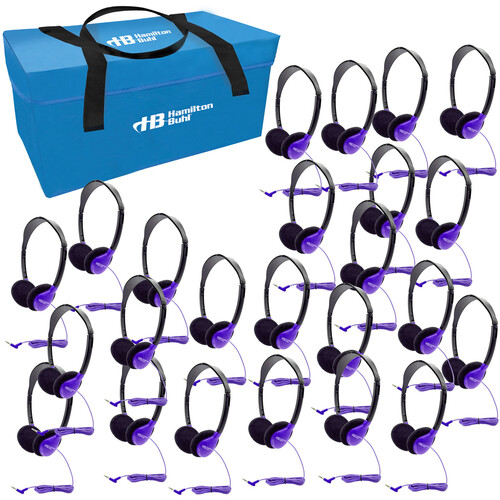 HamiltonBuhl Lab Pack - Carry Case with 24-Headphones (Purple)