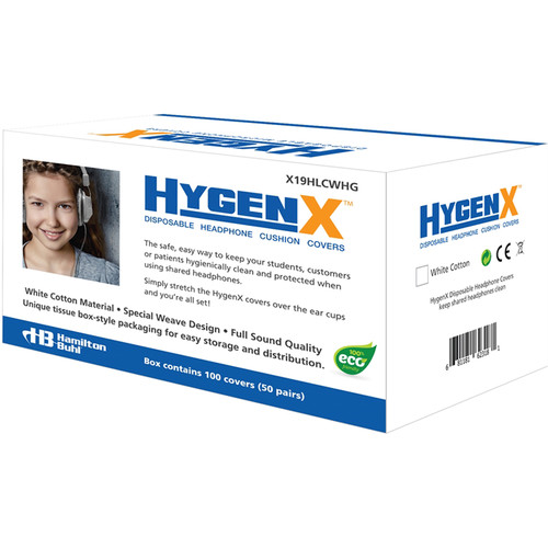 HamiltonBuhl HygenX Deluxe Disposable Cotton Ear Cushion Covers for Over-Ear Headphones & Headsets (White, 50 Pair)