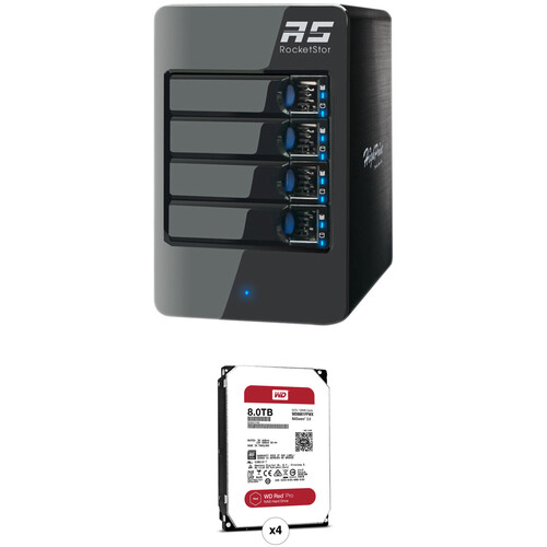 HighPoint RocketStor 6314A 32TB 4-Bay Thunderbolt 2 RAID Enclosure and Drives Kit (4 x 8TB)
