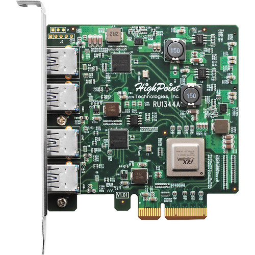 HighPoint RocketU 1344A 4-Port USB 3.2 Gen 2 PCIe 3.0 x4 HBA Controller Card