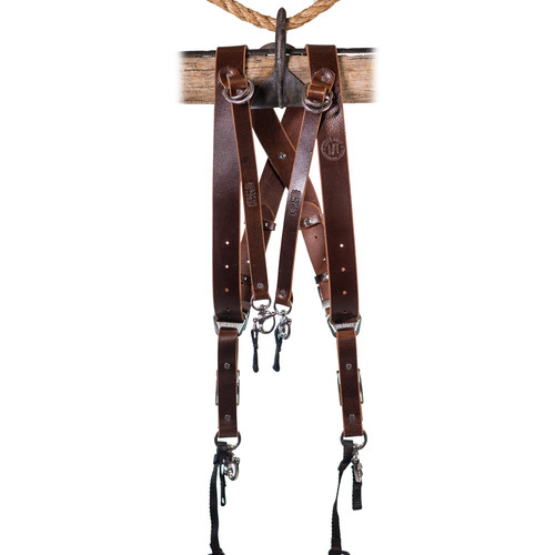 HoldFast Gear Money Maker 3-Camera Leather Harness (Burgundy, Black Hardware, Large)