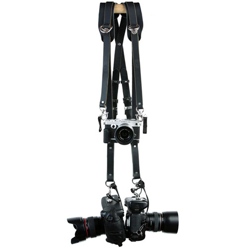 HoldFast Gear Skinny MoneyMaker 3-Camera Harness (Bridle Black, Medium)