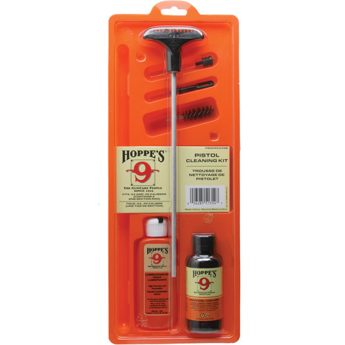 Hoppes Pistol Cleaning Kit with Aluminum Rod for .44 and .45 (Clamshell Packaging)