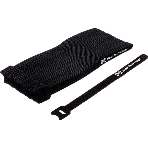 Hosa Technology WTI-508 Hook & Loop Cable Ties 0.5 x 8" (Black, 50-Pack)