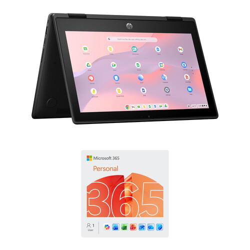 HP 11.6" Fortis Flip G1m Multi-Touch Chromebook and Microsoft 365 Personal Kit (1-User License / 12-Month Subscription / Download)