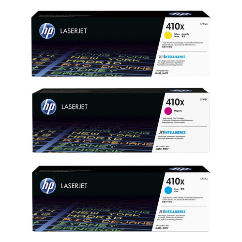 HP 410X High Yield LaserJet Toner Cartridge Kit (Cyan, Yellow, Magenta)