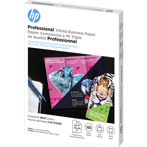 HP Professional Multi-Use Glossy Tri-Fold FSC Paper (8.5 x 11", 150 Sheets)